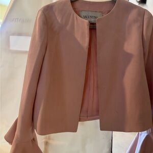 Valentino Blush Pink Women's Blazer with designer Valentino garment bag